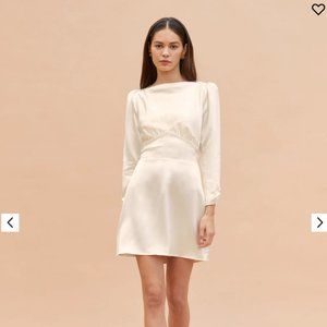 Reformation Ivory Satin Mini Dress